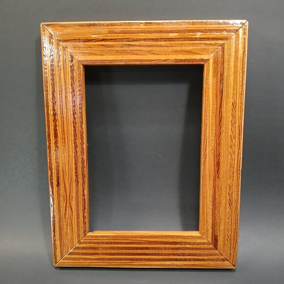 Vtg Picture Frame 9.5x7.5" Handmade Craftsman Wood Inlay Detail for 5x7 No Glass - Picture 1 of 9